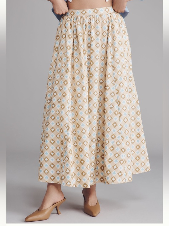 Anthropologie Dresses & Skirts - Anthropologie Jacie Skirt Tan Blue White